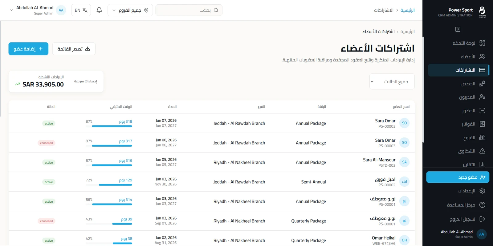 الاشتراكات