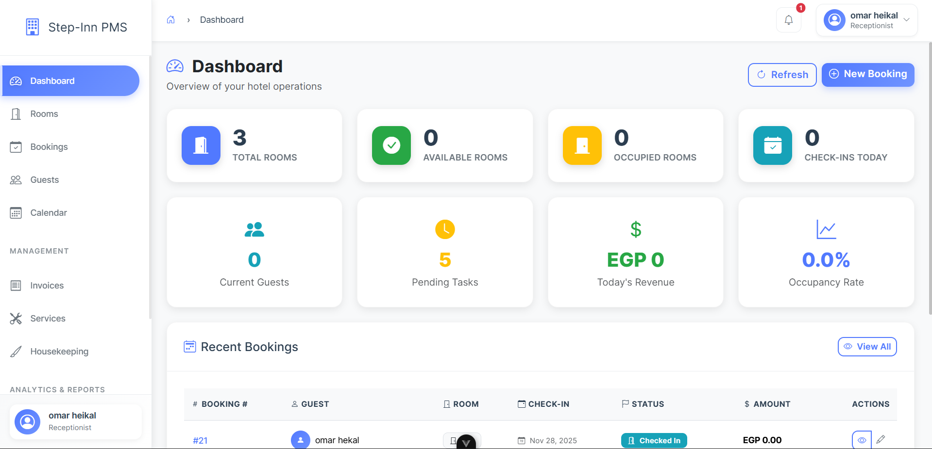 Step-Inn Hotel Management System